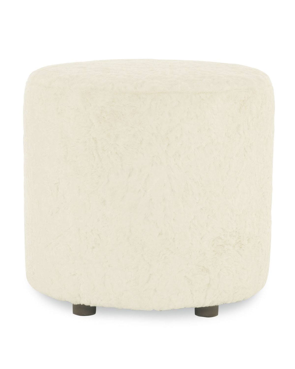 Ivory Faux Fur Ottoman R661278
