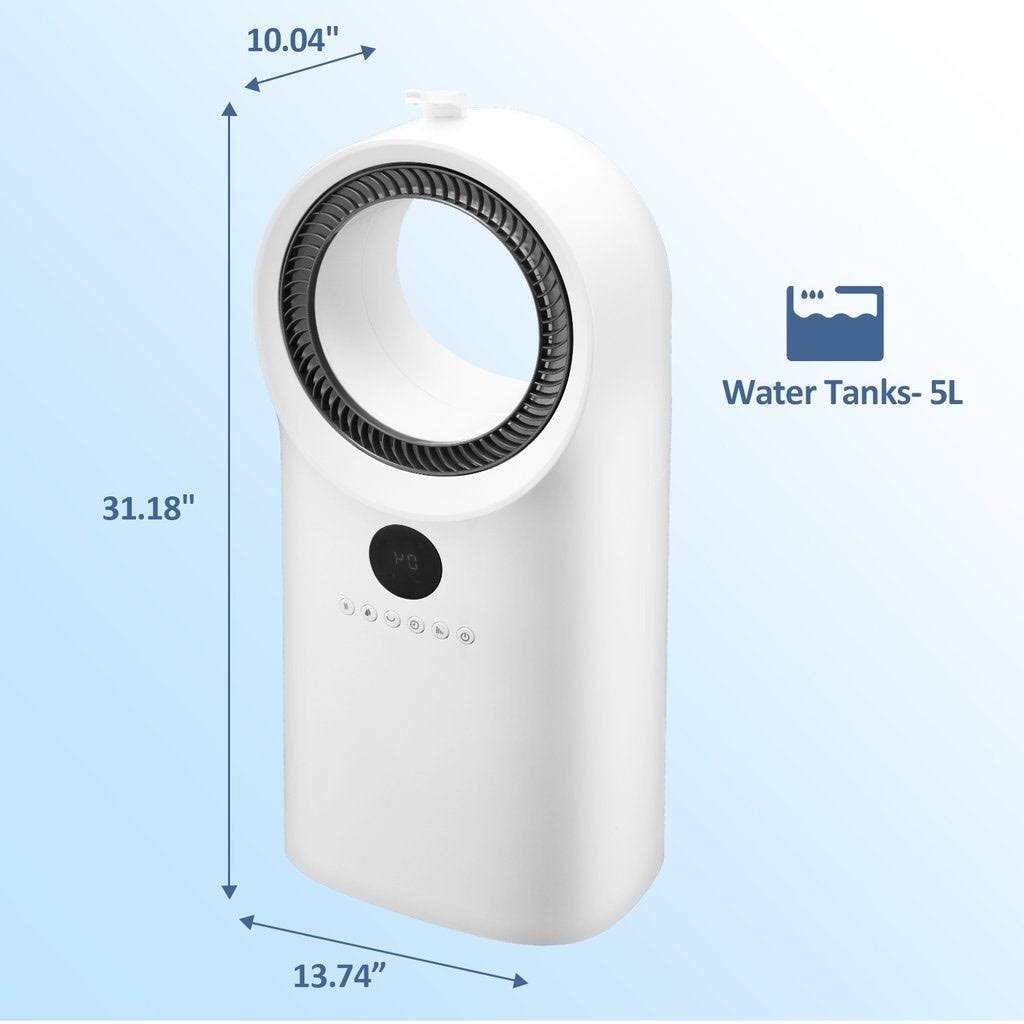 Portable Air Conditioner Cooler Fan Humidifier with LED Indicator & Temperature Display - Blue R7074