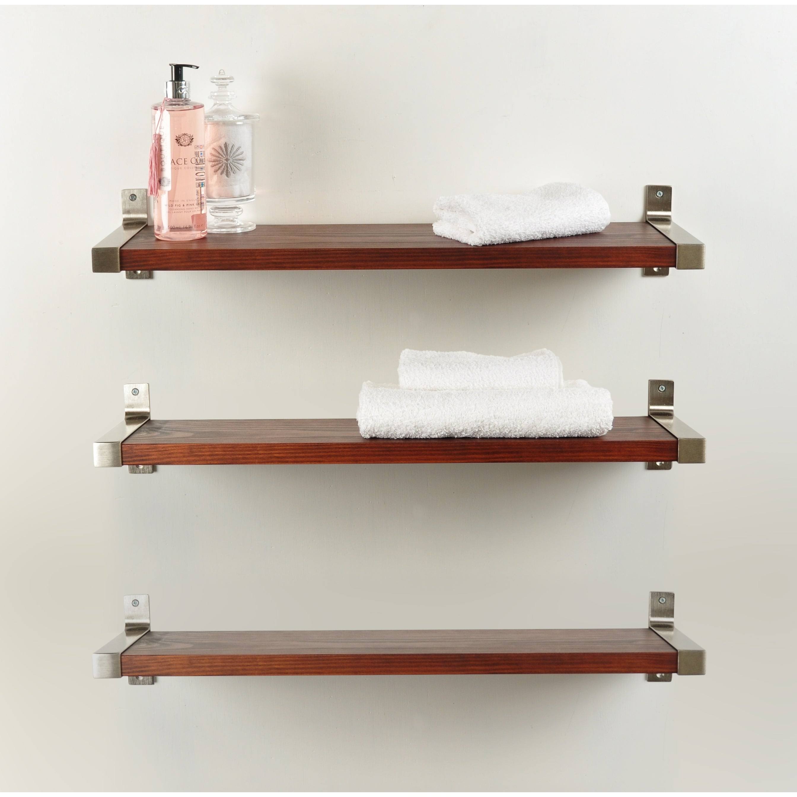3-Piece Wood Wall Shelf Set Weathered Gray S29835
