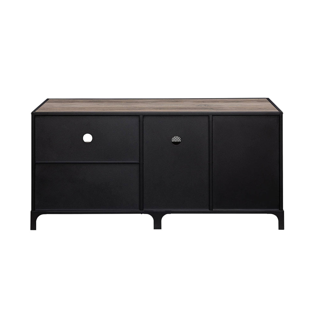 Gray Wash Metal Mesh TV Stand F5122