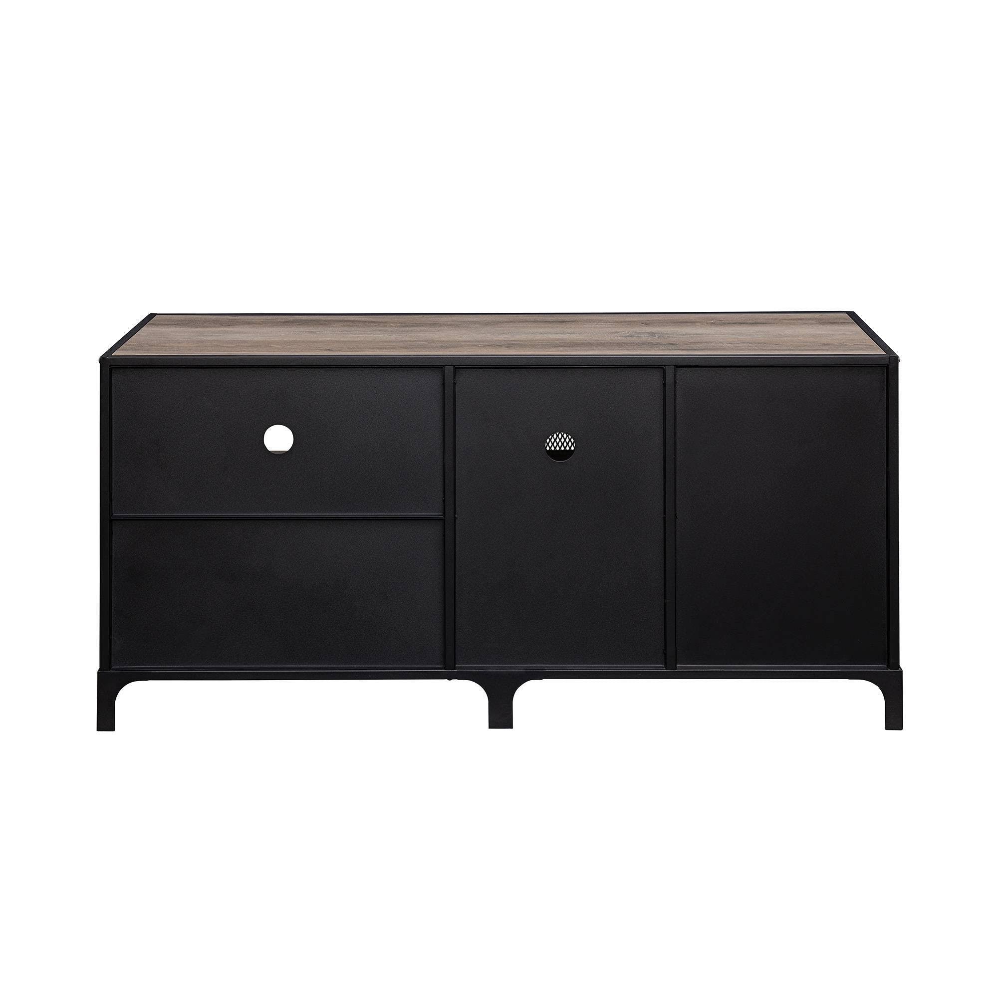 Gray Wash Metal Mesh TV Stand F5122