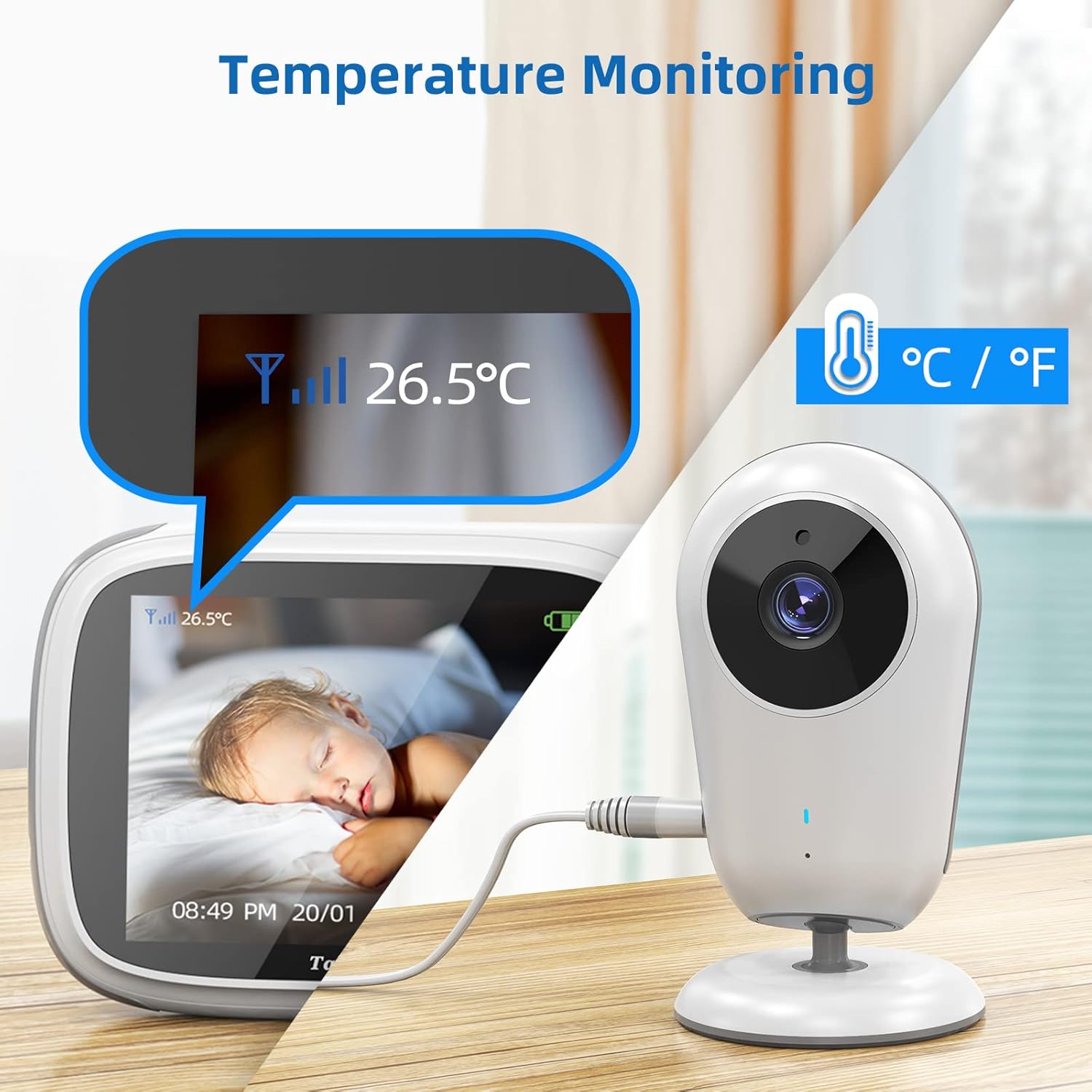 Baby Monitor with Camera and Audio, No WiFi, 2-Way Talk-Back, Infrared Night Vision, Pack of 2 I5016
