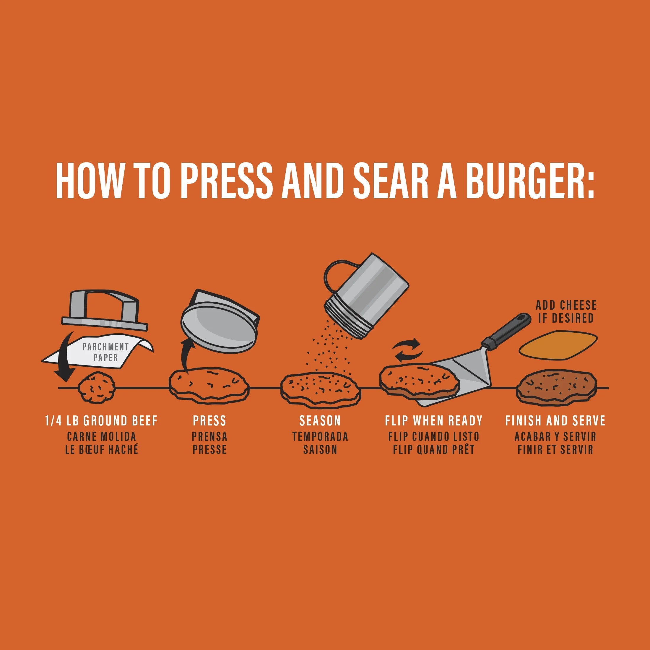 Stainless Steel Burger Press J9729