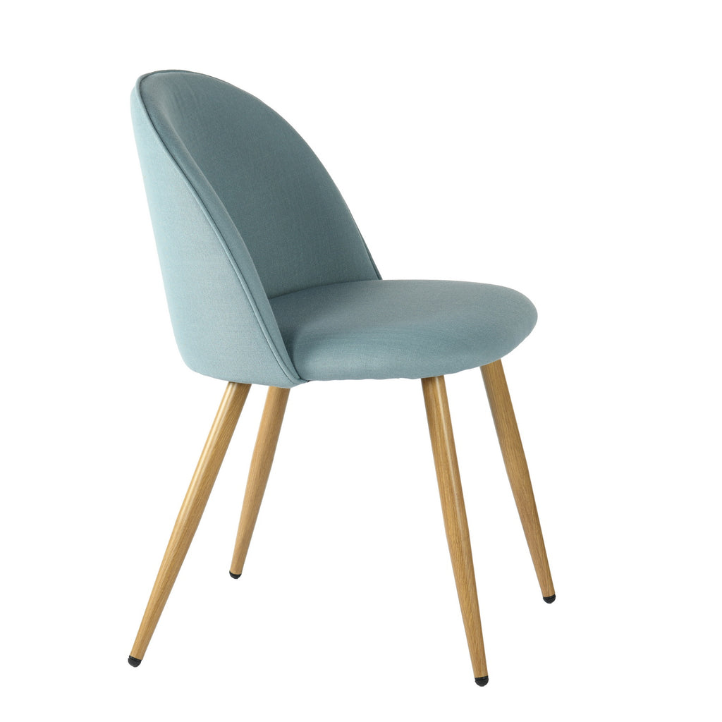 Fabric Upholstered Dining Chairs Set of 2 with Backrest Metal Legs, Power Blue X67185