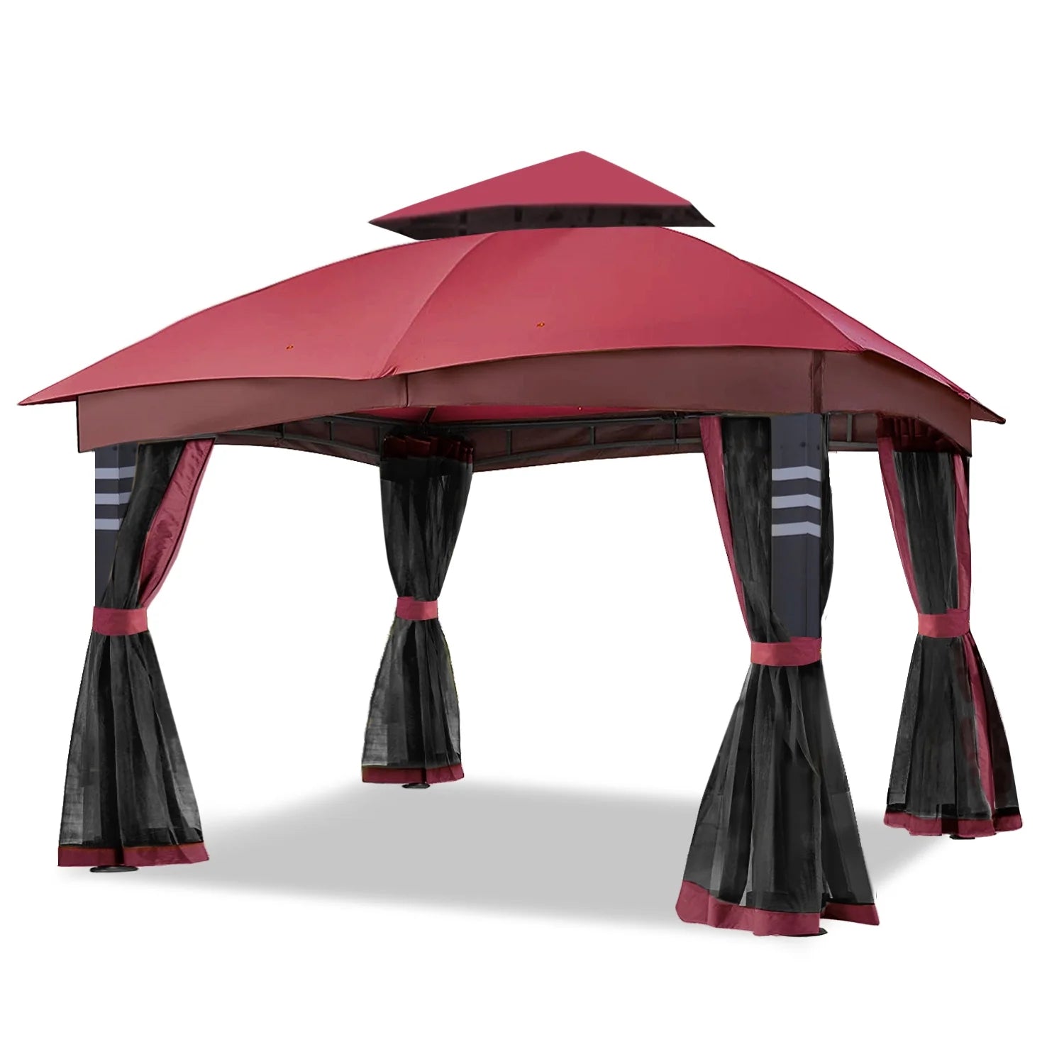 Burgundy 10x12 Gazebo Canopy with Mosquito Netting O5151