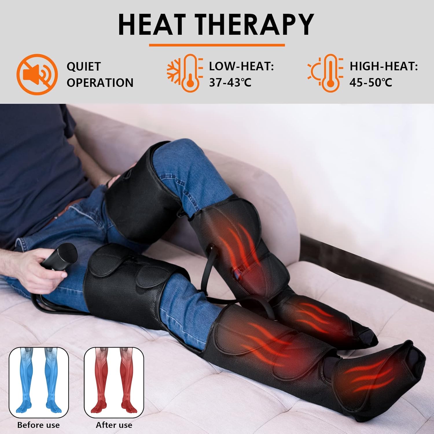 Leg Massager with Heat, Air Compression Whole Leg Massager T801