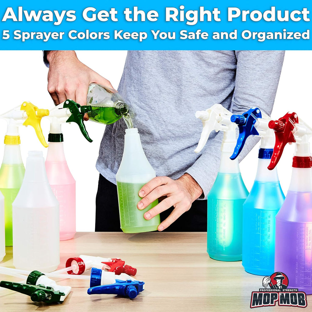 Leak-Free Chemical Resistant Spray Head and 24 oz Bottle 10 Pack Heavy-Duty Industrial Sprayer with Low-Fatigue Trigger and Nozzle G9503