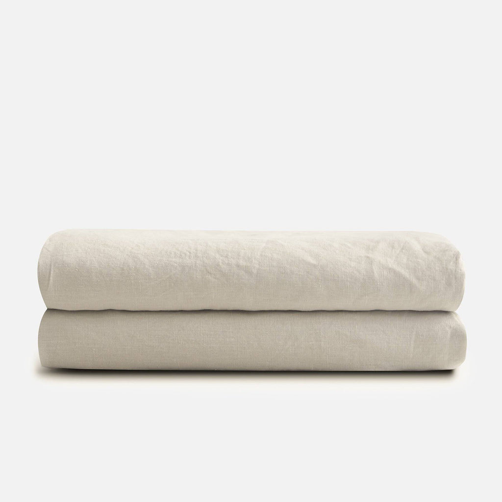 French Linen Flat Sheet Snow Full Queen D8918