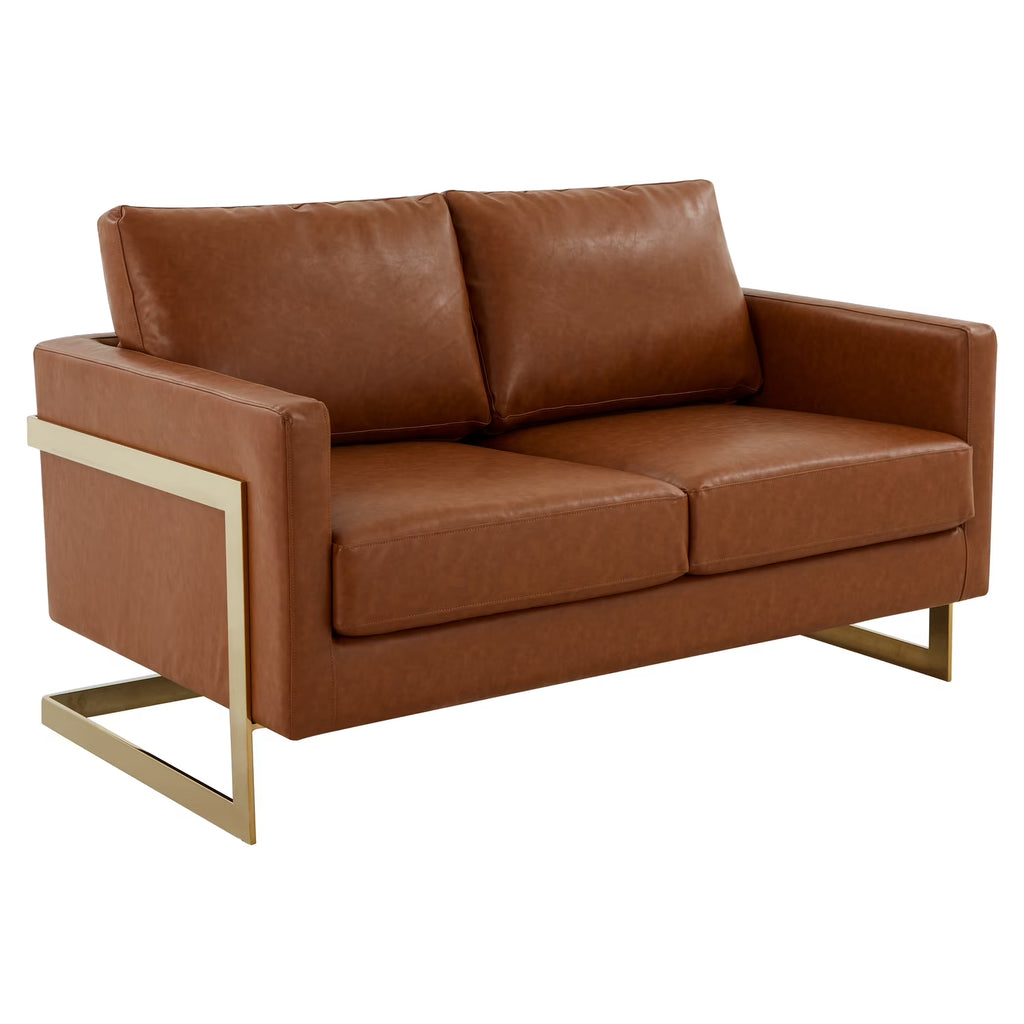 Leather Loveseat with Gold Frame E418670