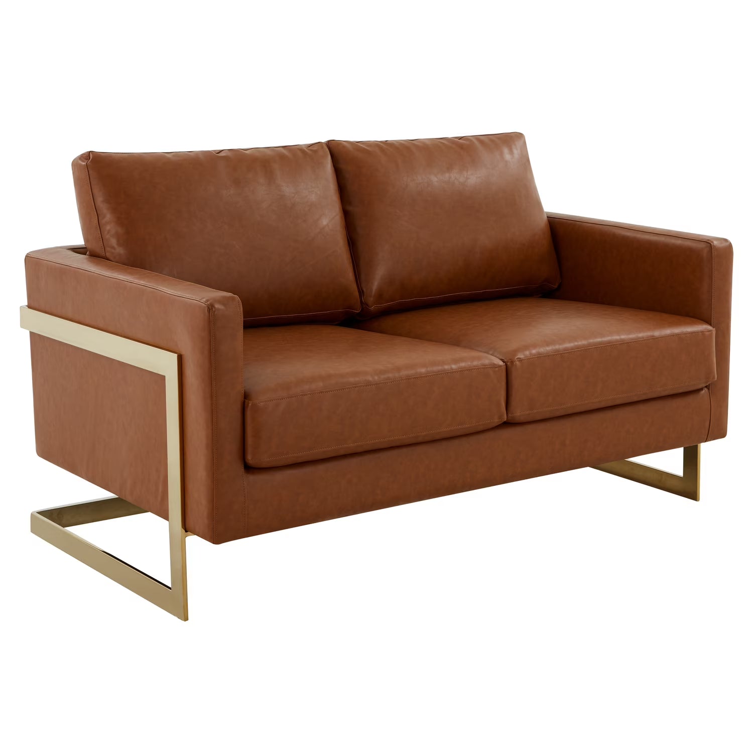 Leather Loveseat with Gold Frame E418670