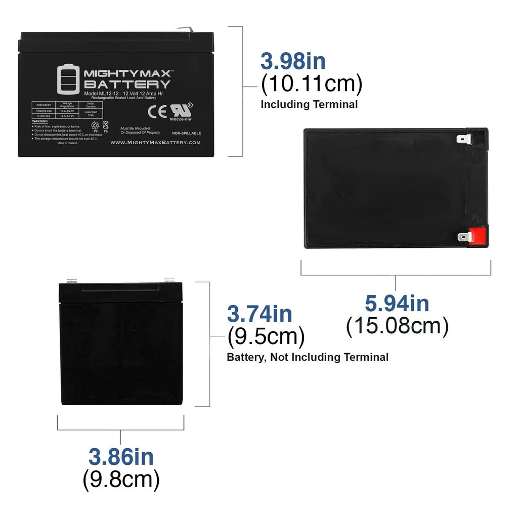 12V 12Ah Ebike Electric Scooter Battery - 4 Pack D995