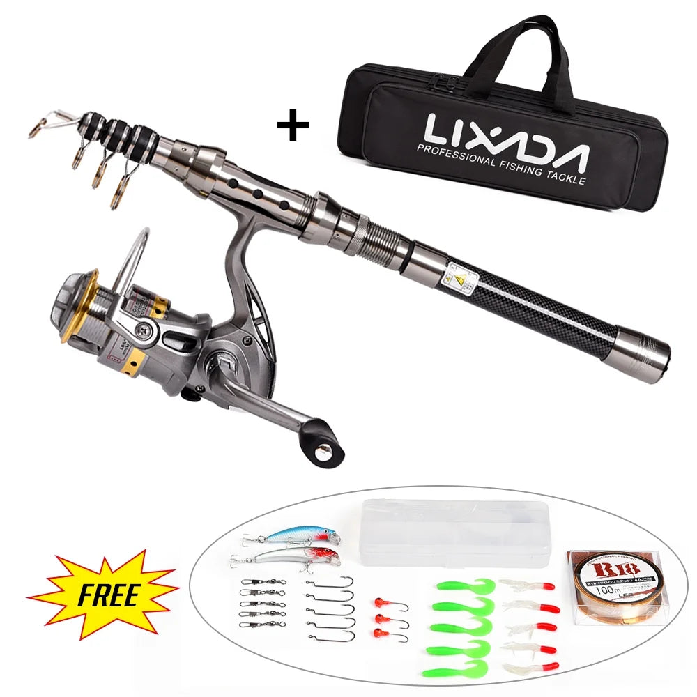 Telescopic Fishing Rod and Reel Combo with Carrier Bag P9984