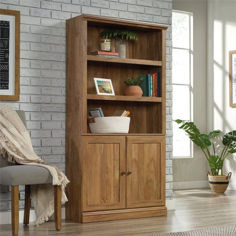 Sindoori Mango Beige 3-Shelf 2-Door Tall Wood Bookcase A6005