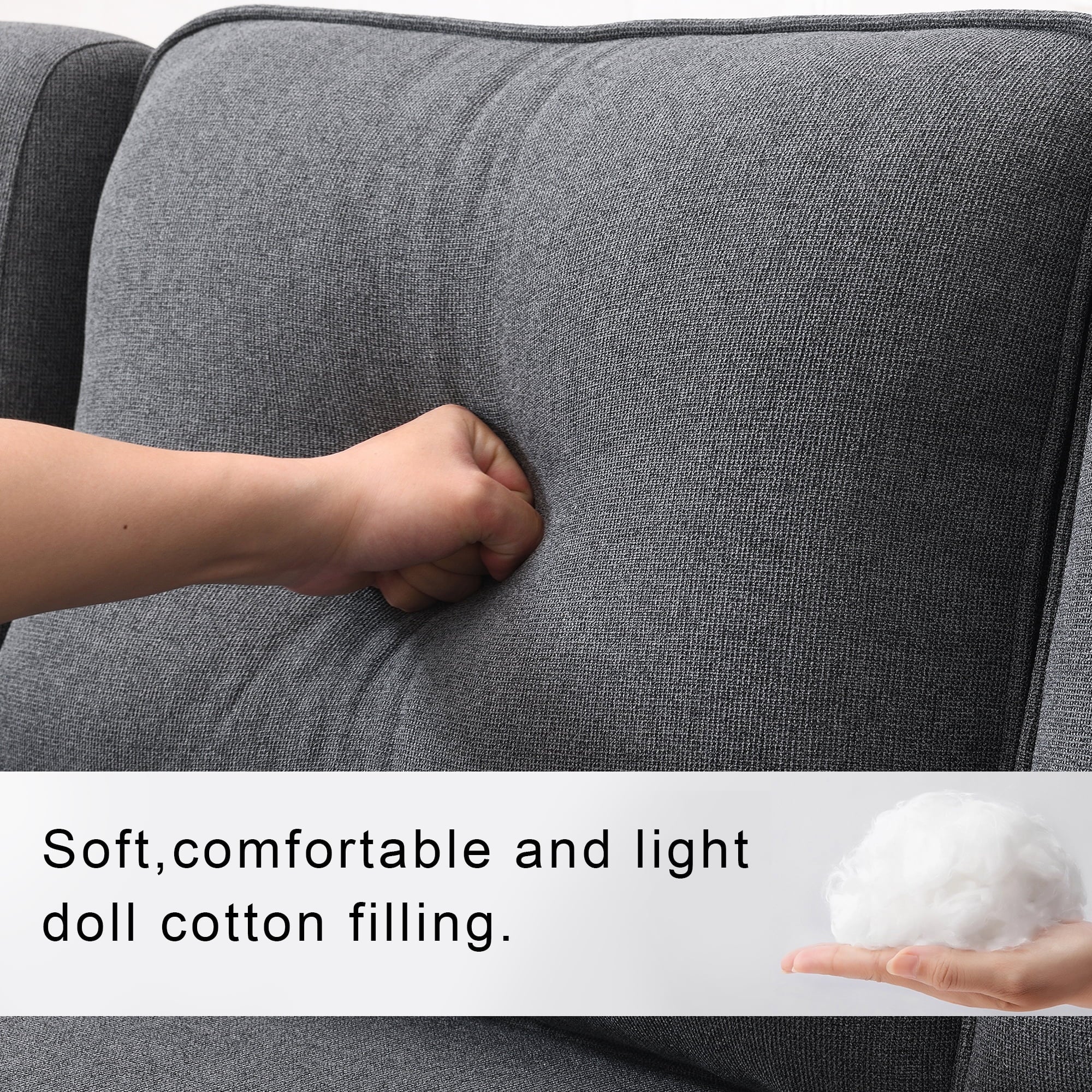 104" 4-Seater Linen Fabric Sofa with Armrest Pockets and 4 Pillows L379379