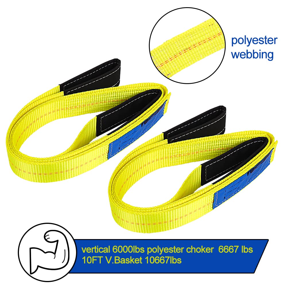 Lift Sling Straps 2 Pack 15,000lbs Tow Strap Nylon Recovery Strap Q3875