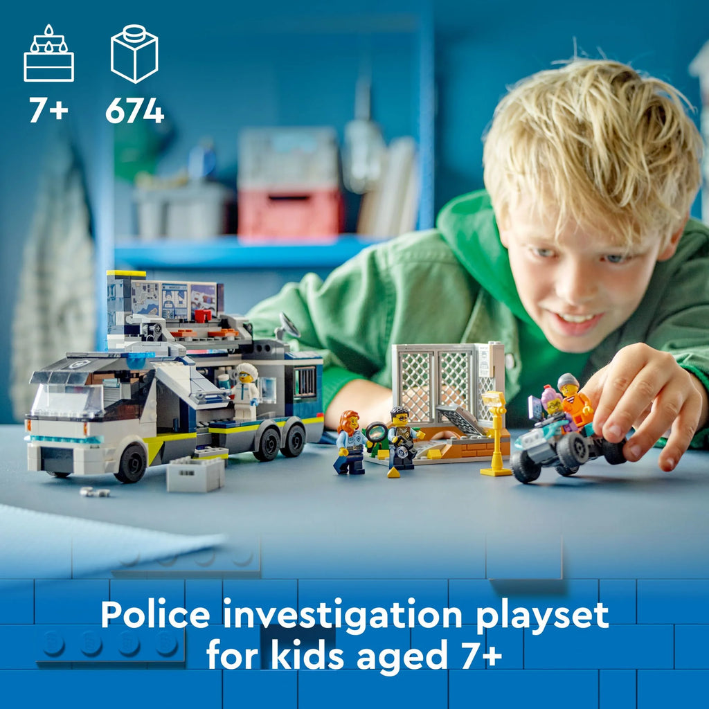 LEGO City Police Mobile Crime Lab Truck Toy with Quad Bike, 2 Officers, 1 Scientist and 2 Crook Minifigures E8101