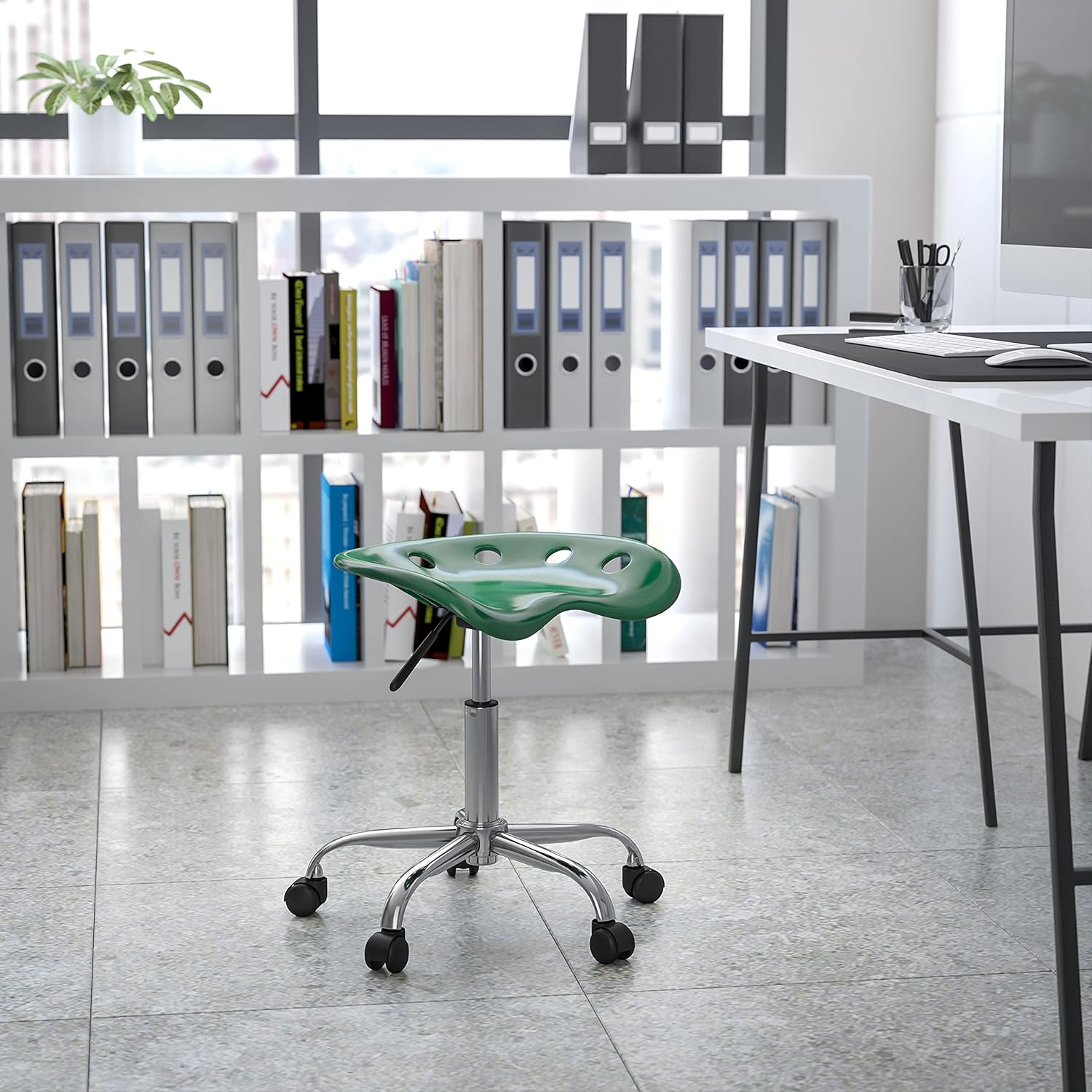 Black and Chrome Drafting Stool with Tractor Seat Pack of 2 B908557