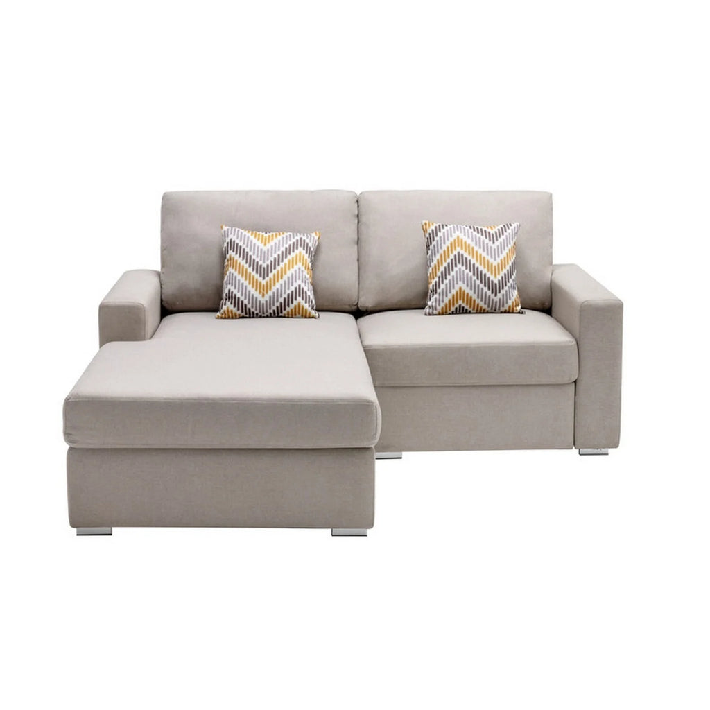 Beige Linen Reversible Sectional Loveseat - 2 Piece A940248