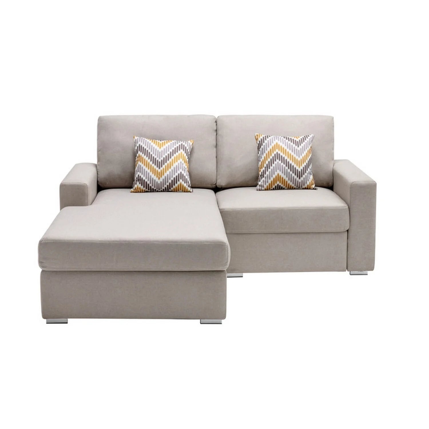 Beige Linen Reversible Sectional Loveseat - 2 Piece A940248