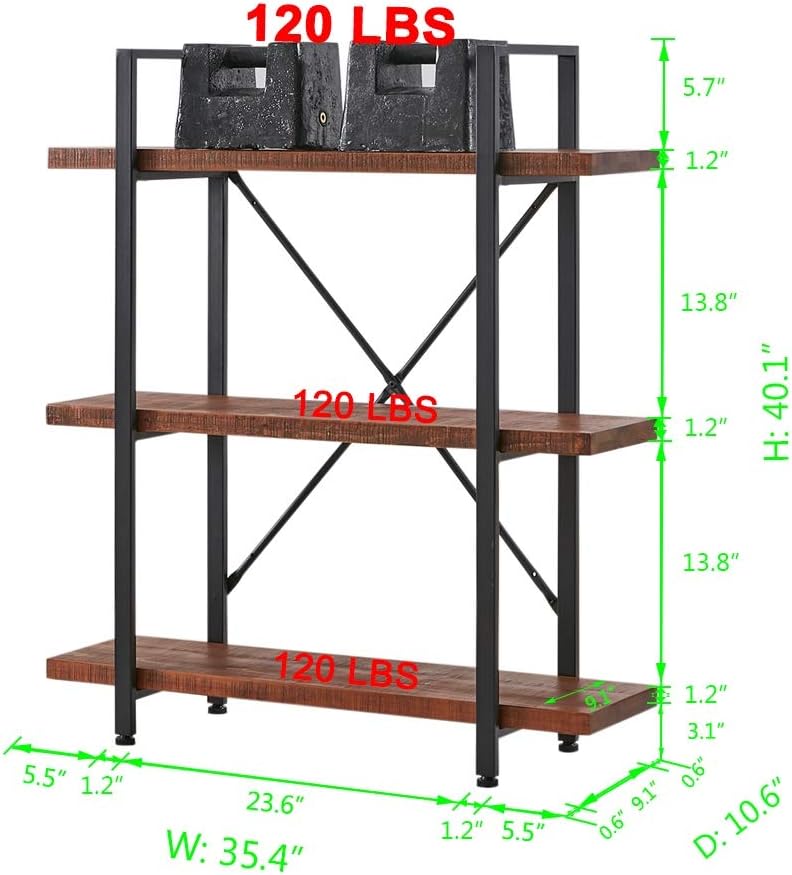 Solid Wood 3 Tier Bookshelf O808