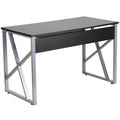 Black Computer Desk with Pull-Out Keyboard Tray U1646