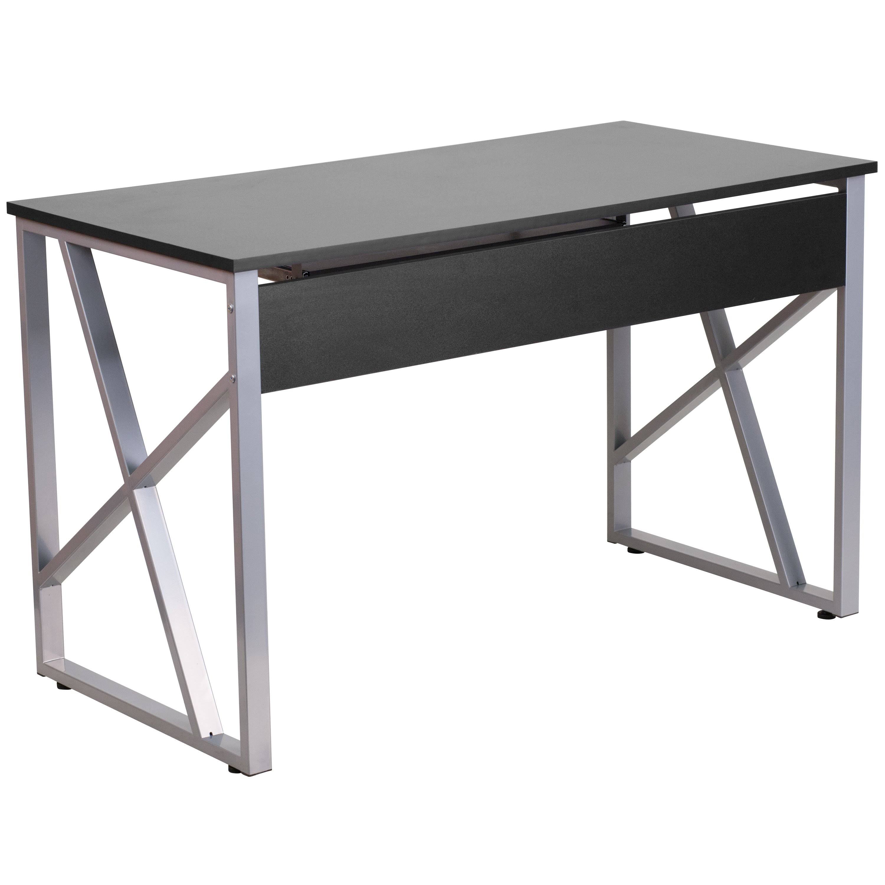Black Computer Desk with Pull-Out Keyboard Tray U1646