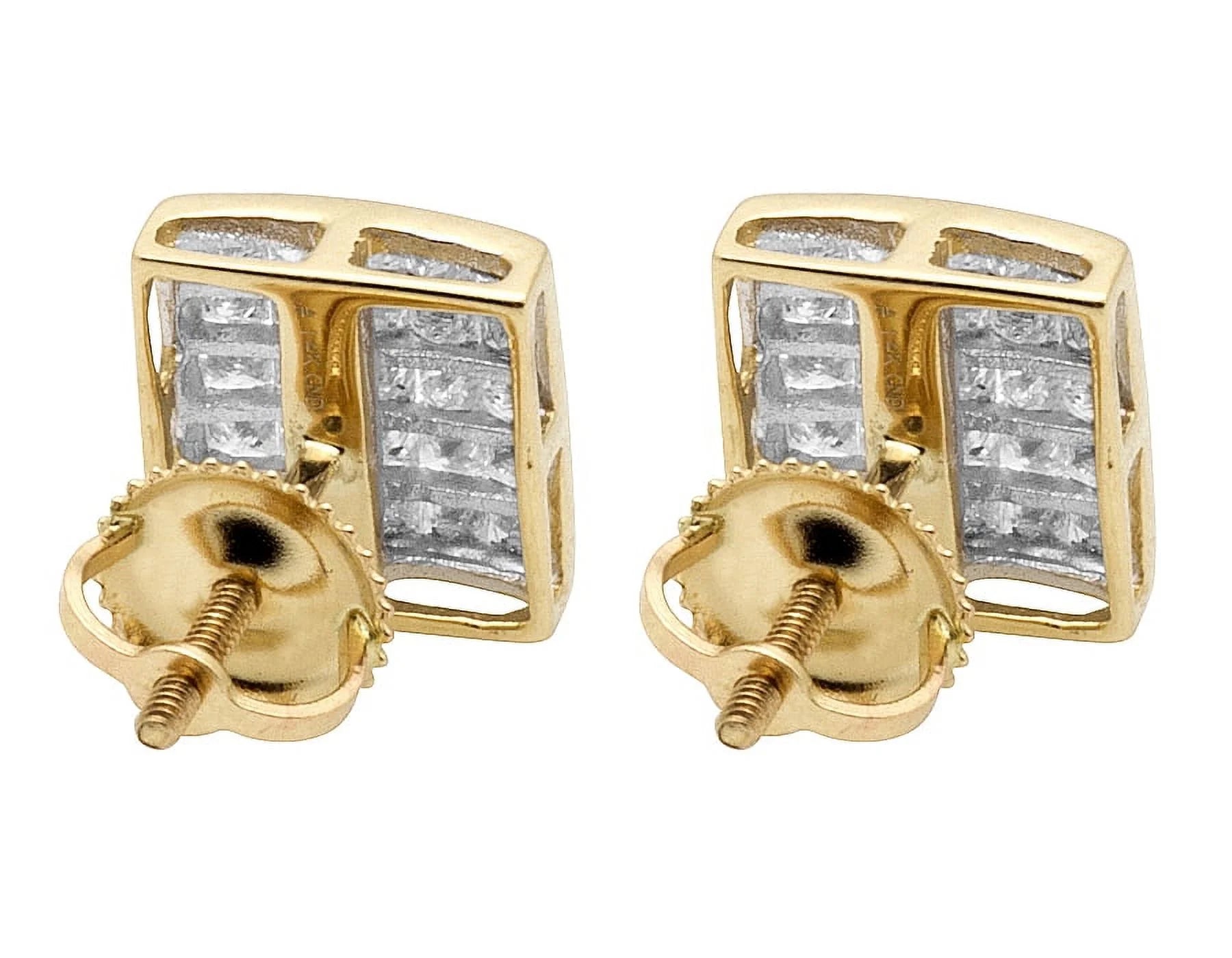 14K Yellow Gold Princess Diamond Stud Earrings P214