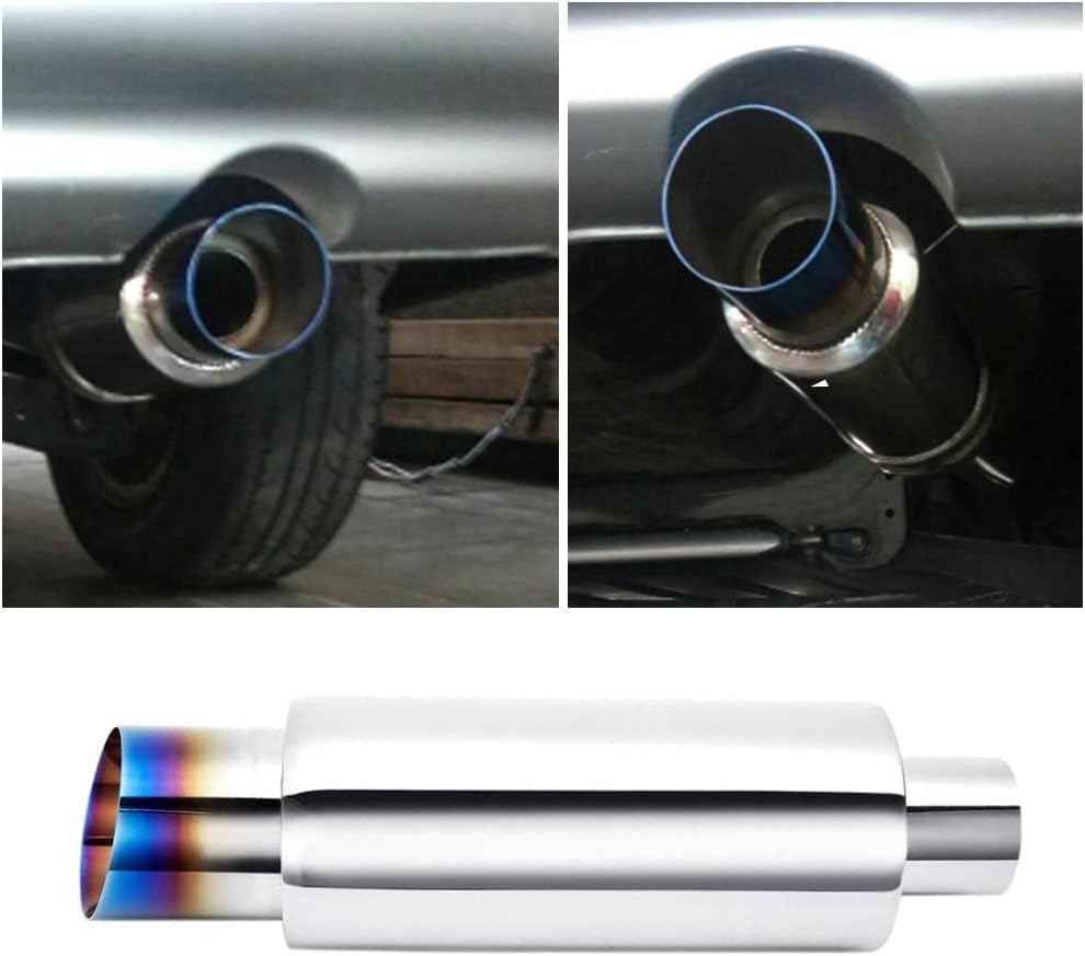 2.25'' Inlet 3'' Outlet Exhaust Burnt Muffler Tip Stainless Steel 14.7'' Length Pack of 2 R181