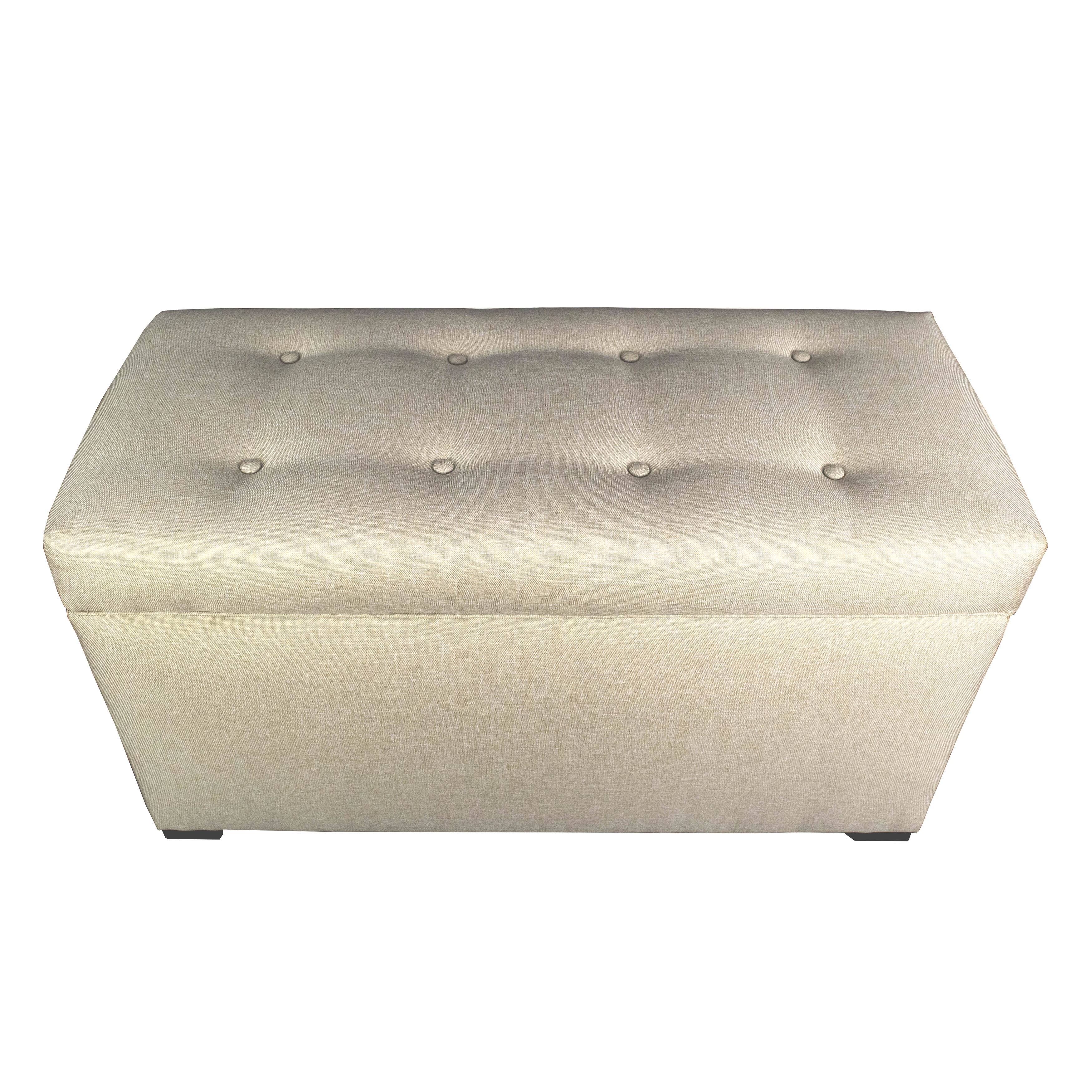 Light Tan Tufted Storage Trunk Bench D613