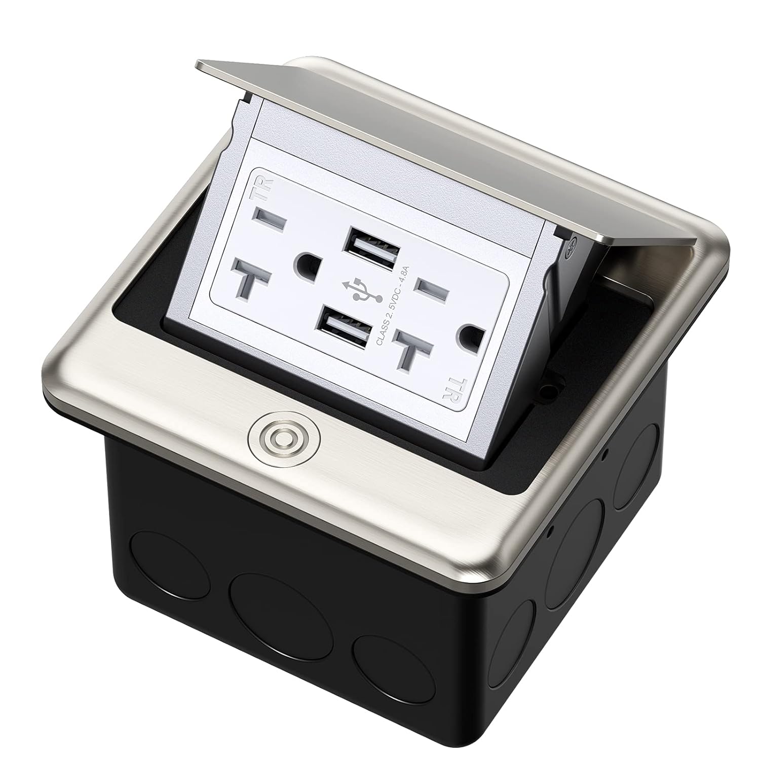 Pop Up Floor Electrical Outlet with 20 Amp Stainless Steel GFCI Tamper Receptacle, Pack of 2 F454