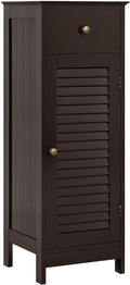 White 35 Inch Wooden Bathroom Floor Cabinet with Drawer and Storage Shelf R11484