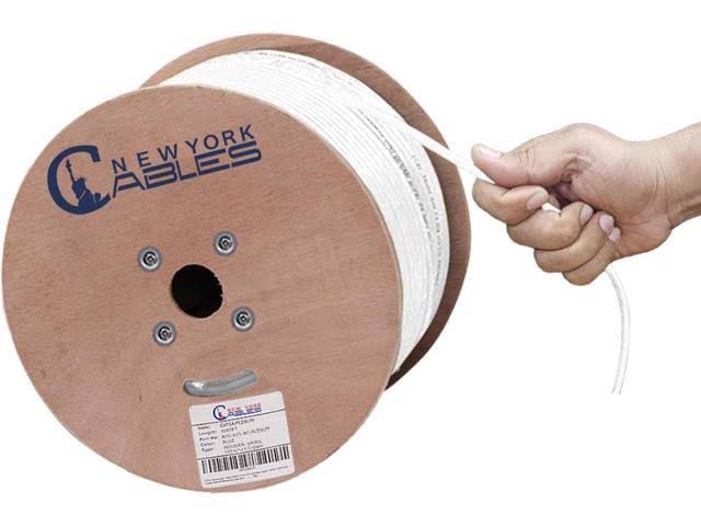 White Cat6a Plenum Pure Copper 1000ft UTP 23 AWG Cable D4620