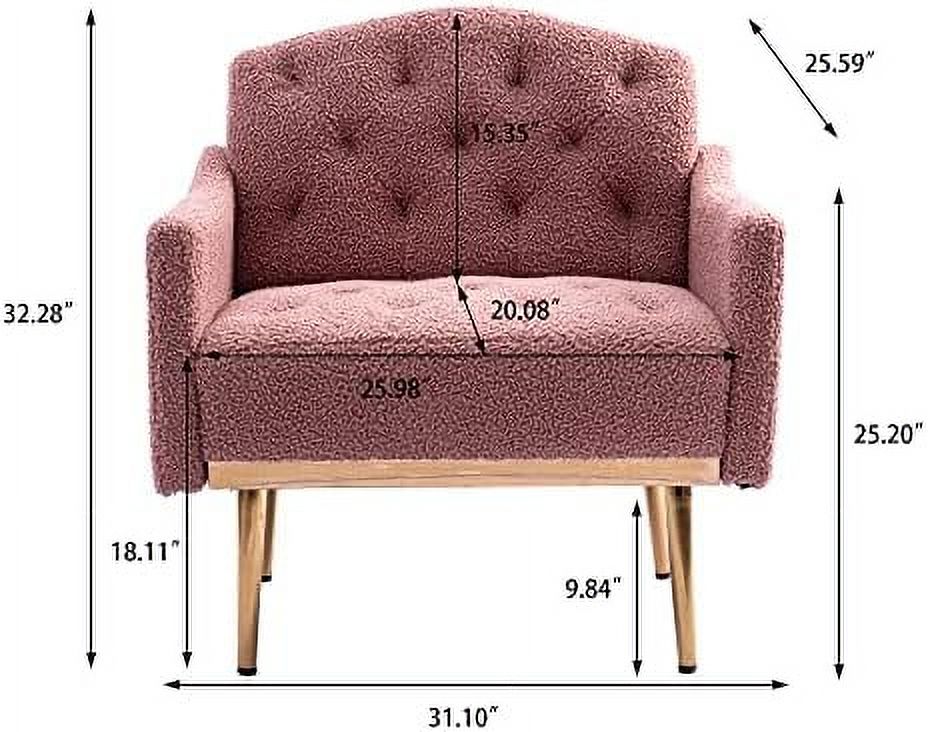 Upholstered Velvet Accent Chair with Arms and Metal Legs I204
