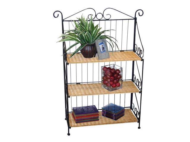 3 Tier Wicker Metal Bookcase E972696