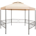 Beige Steel Frame Garden Canopy Tent Sun Shelter P2596
