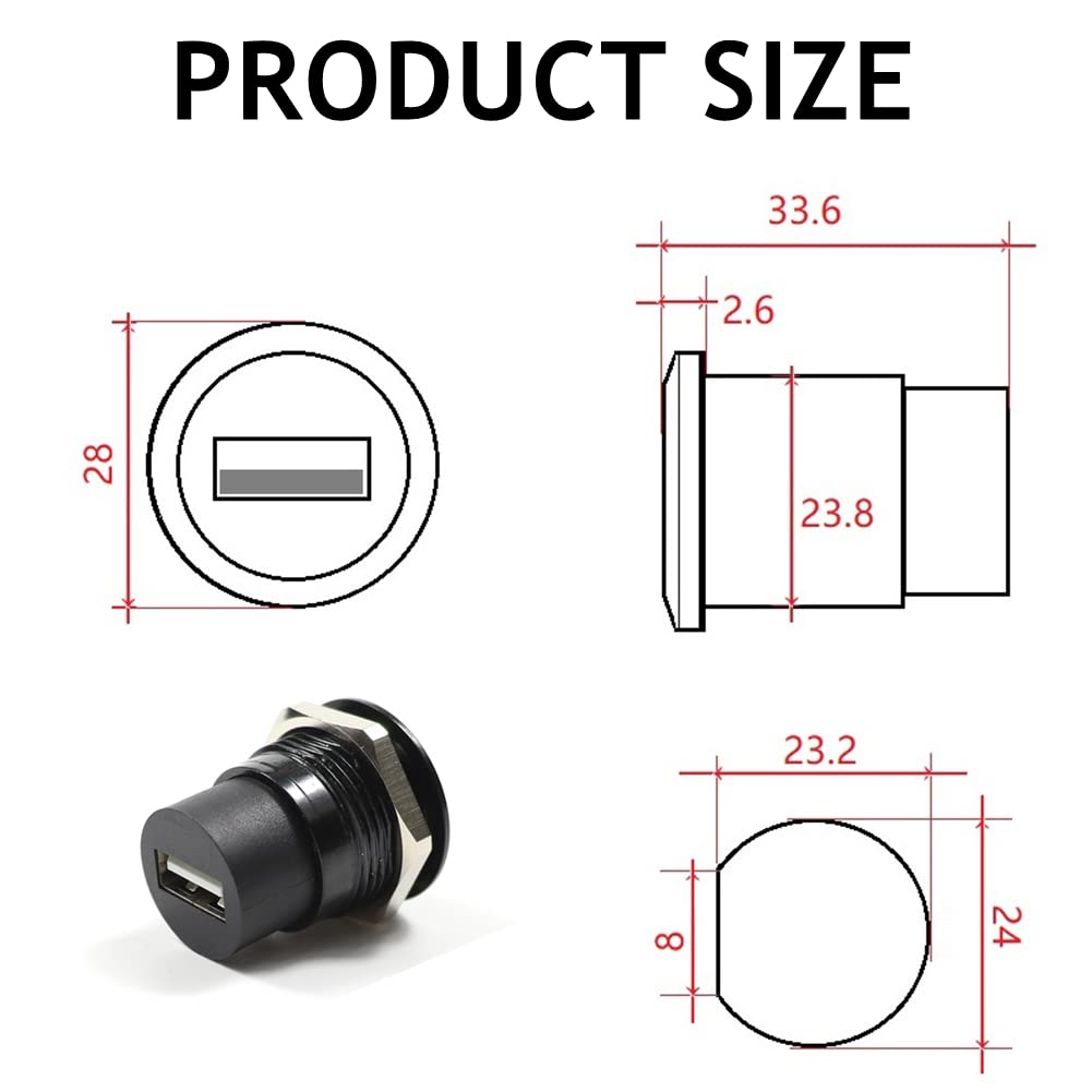 10Pack USB 2.0 Panel Mount Coupler with Water/Dustcap Y5423