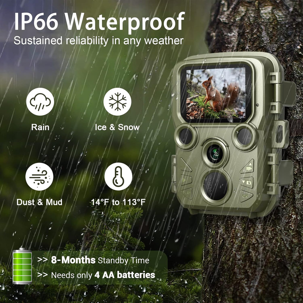 Mini Trail Camera 12MP 1080P with 65ft Night Vision IP66 Waterproof K9880