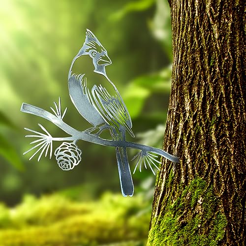 Weathering Steel Cardinal Statue Tree Decor N7455