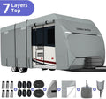 RV Cover with Tongue Jack Cover, Extra Windproof Ropes, Gutter Covers D15440