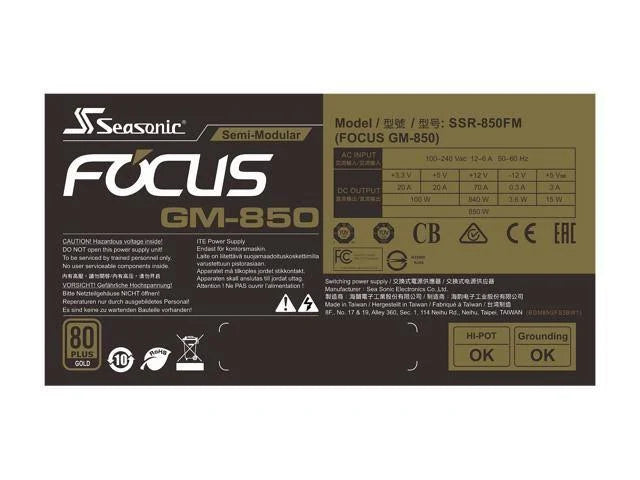 850W 80+ Gold Semi-Modular Power Supply C910