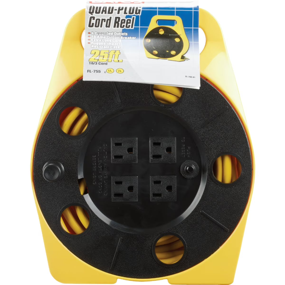 25 Ft. 16/3 Cord Polypropylene Multi-Plug Cord Reel D9901