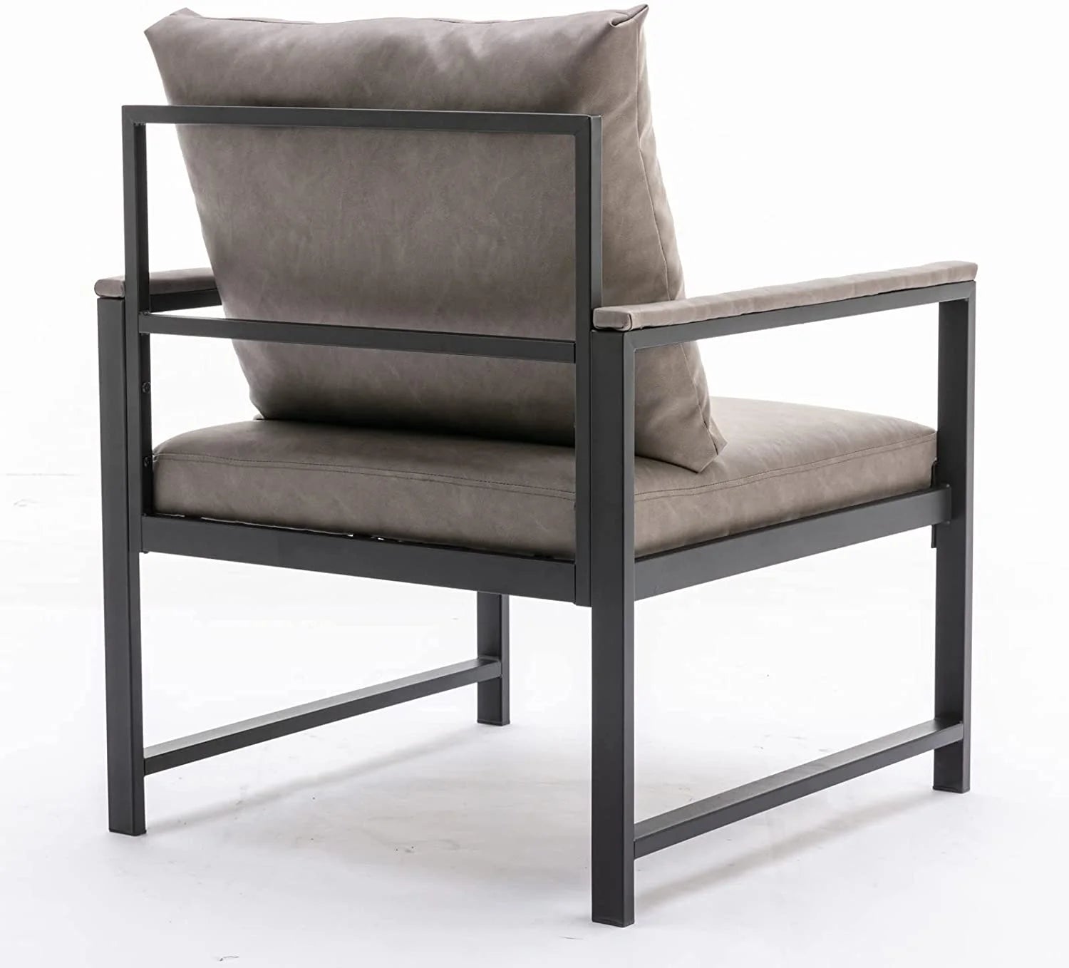 Gray Faux Leather Upholstered Accent Chair with Metal Frame J870218