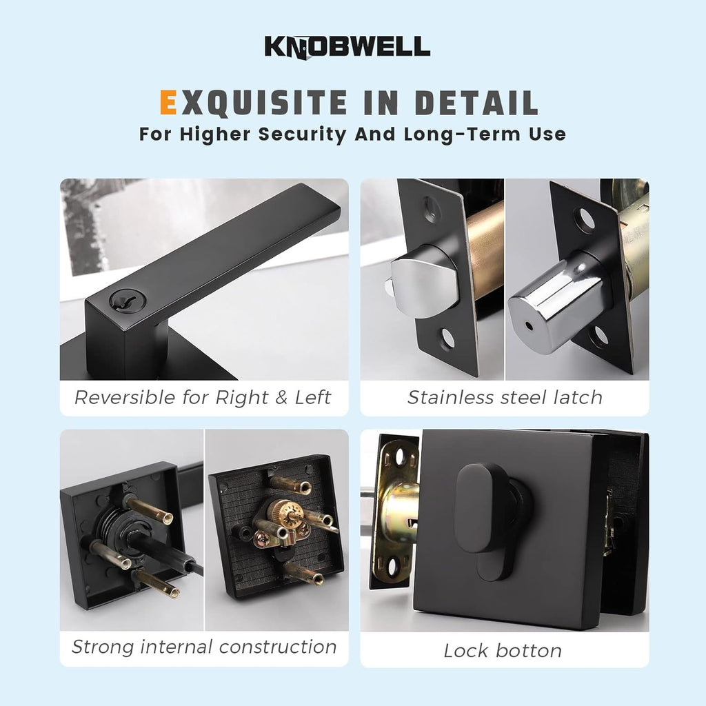 3 Pack Keyed Alike Heavy Duty Entrance Lever Door Handle with Single Keyed Square Deadbolt Set E50363