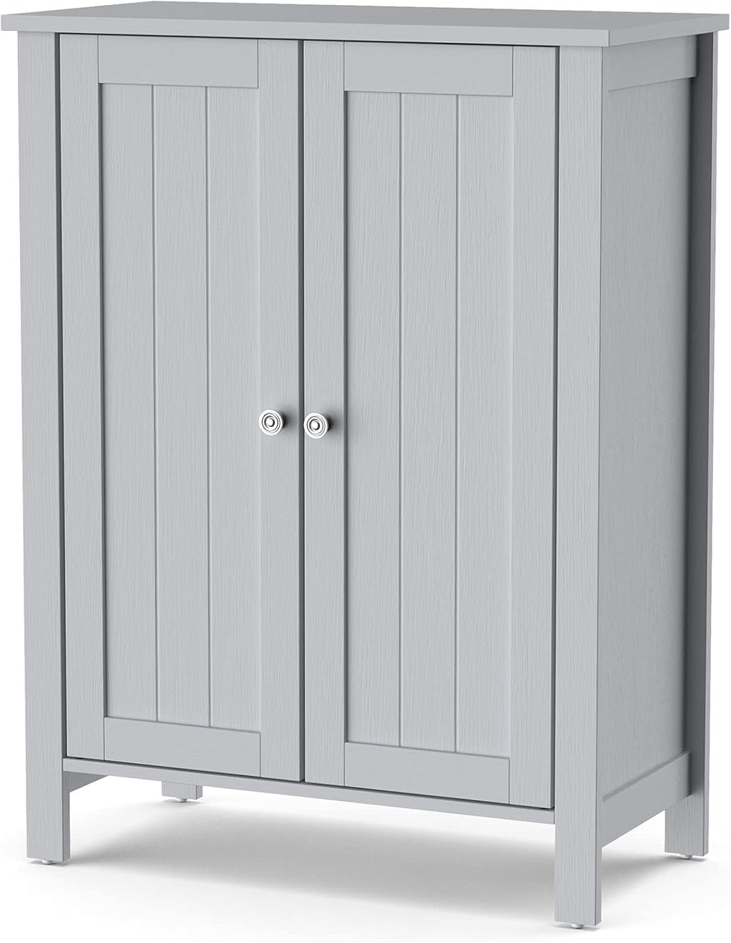 Brown 3 Tier Wooden Bathroom Floor Cabinet with Double Door O234752