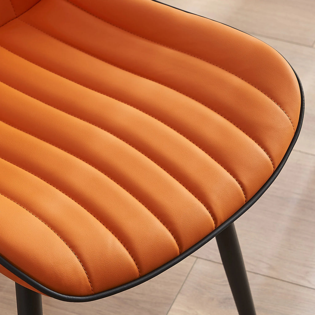 Orange PU Leather Wingback Dining Chair Set of 4 Q787886