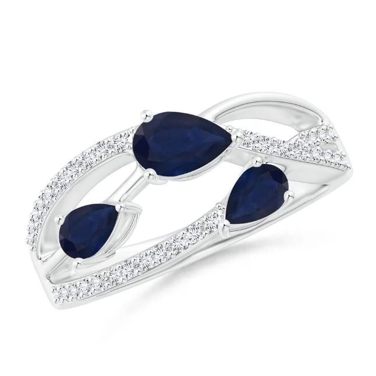 1.6ct Pear Shape Sapphire CZ Engagement Band Ring 925 Sterling Silver Cocktail Ring Y3066