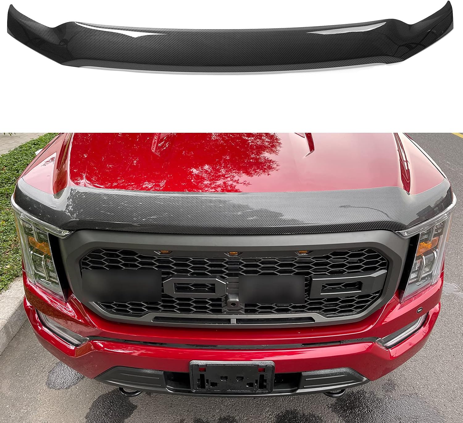 Glossy Carbon Fiber Hood Deflector for Ford F150 O406026