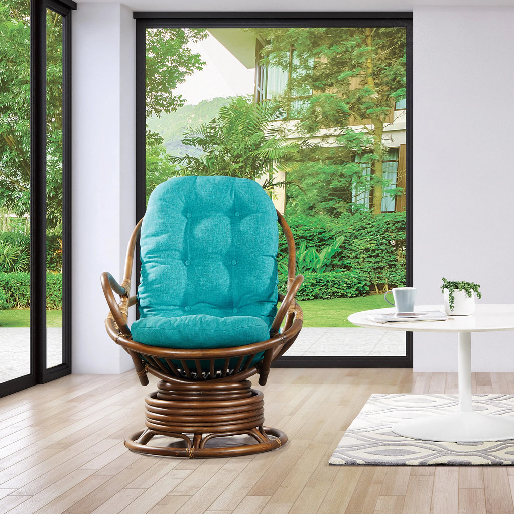 Blue and Brown Rattan Rocking Chair Q746694