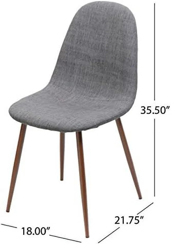 Light Grey Fabric Dining Chairs with Dark Walnut Wood Legs (Set of 2) W316073