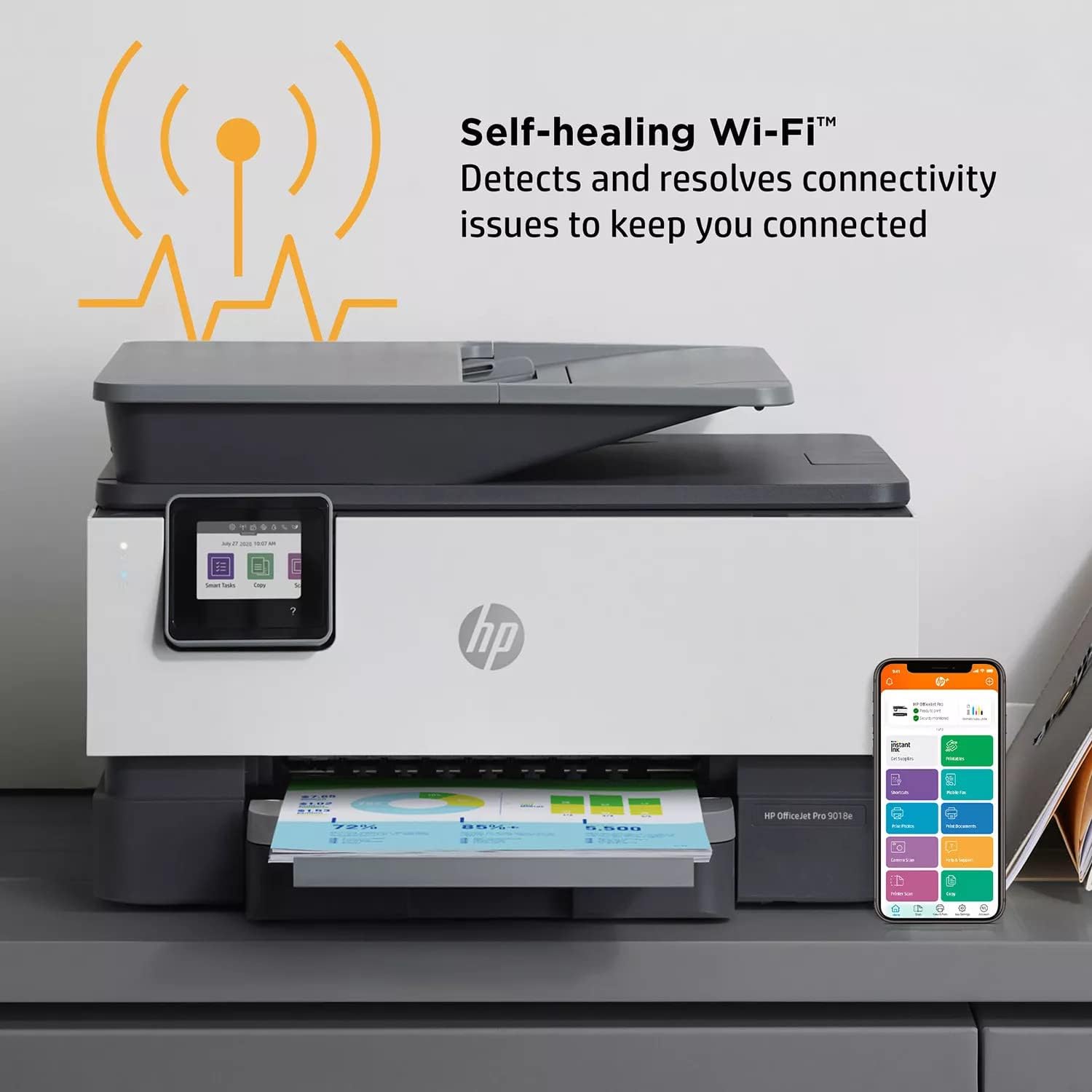 HP OfficeJet Pro All-in-One Wireless Color Inkjet Printer, Gray B603085